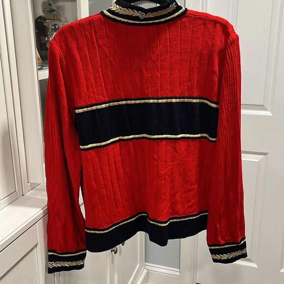 St. John Red and Black Crew Neck Sweater - Picture 8 of 11
